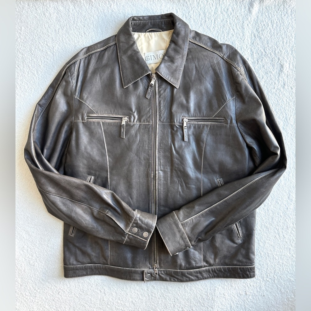 Vintage Gimo's 100% Pelle Cuir Italian Leather Jacket Brown butter-soft Large